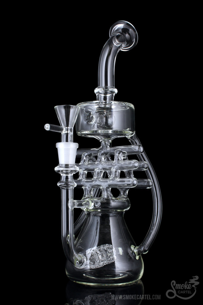 14 Double Crushed Percolator Water Pipe - Oil Rig -SmokeDay