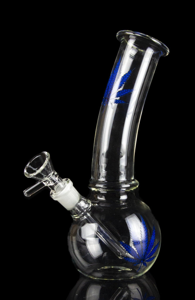 Clear/Blue) Blown Glass Perc Tobacco Water Pipe/Bong Recycler w/ 14mm Bowl