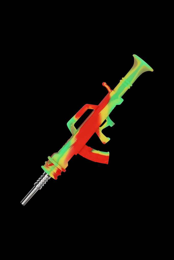 AK47 Machine Gun Shape Silicone Nectar Collector Pipe Equipped With  Stainless Steel Tip Concentrate Dab Straw Silicone Oil Rigs From  Smoking_and_fly, $4.63