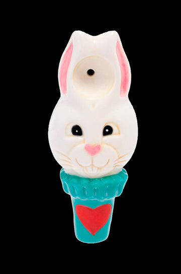 Wacky Bowlz White Rabbit Ceramic Hand Pipe - Wacky Bowlz White Rabbit Ceramic Hand Pipe