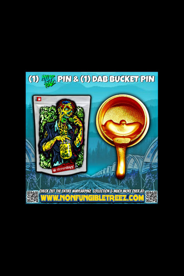 StonerDays Zooted Zombie MylarPinz Pin + Exclusive Dab Bucket Pin Set - StonerDays Zooted Zombie MylarPinz Pin + Exclusive Dab Bucket Pin Set