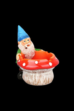 Smoking Gnome Mushroom Ceramic Ashtray