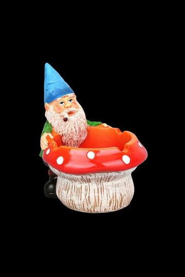 Smoking Gnome Mushroom Ceramic Ashtray - Smoking Gnome Mushroom Ceramic Ashtray