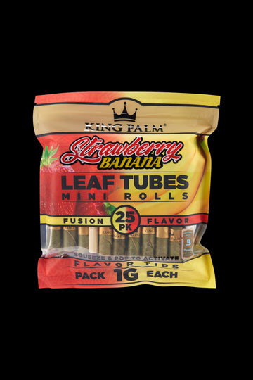 King Palm Mini Strawberry Banana Flavored Pre Roll Leaf Tubes - Pack of 25 - King Palm Mini Strawberry Banana Flavored Pre Roll Leaf Tubes - Pack of 25