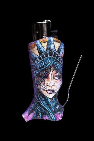 Toker Poker Lady Liberty & Friends Clipper Lighter Sleeve - Toker Poker Lady Liberty & Friends Clipper Lighter Sleeve