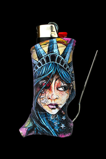 Toker Poker Lady Liberty & Friends Bic Lighter Sleeve - Toker Poker Lady Liberty & Friends Bic Lighter Sleeve