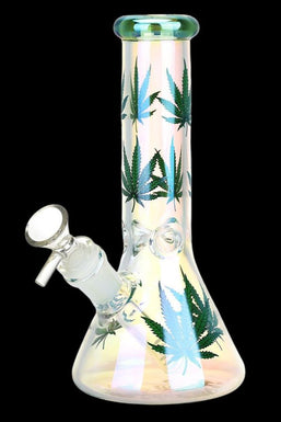 Realistic Hemp Leaf Beaker Glass Water Pipe