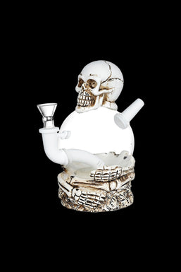 Skeleton's Embrace Resin on Glass Water Pipe