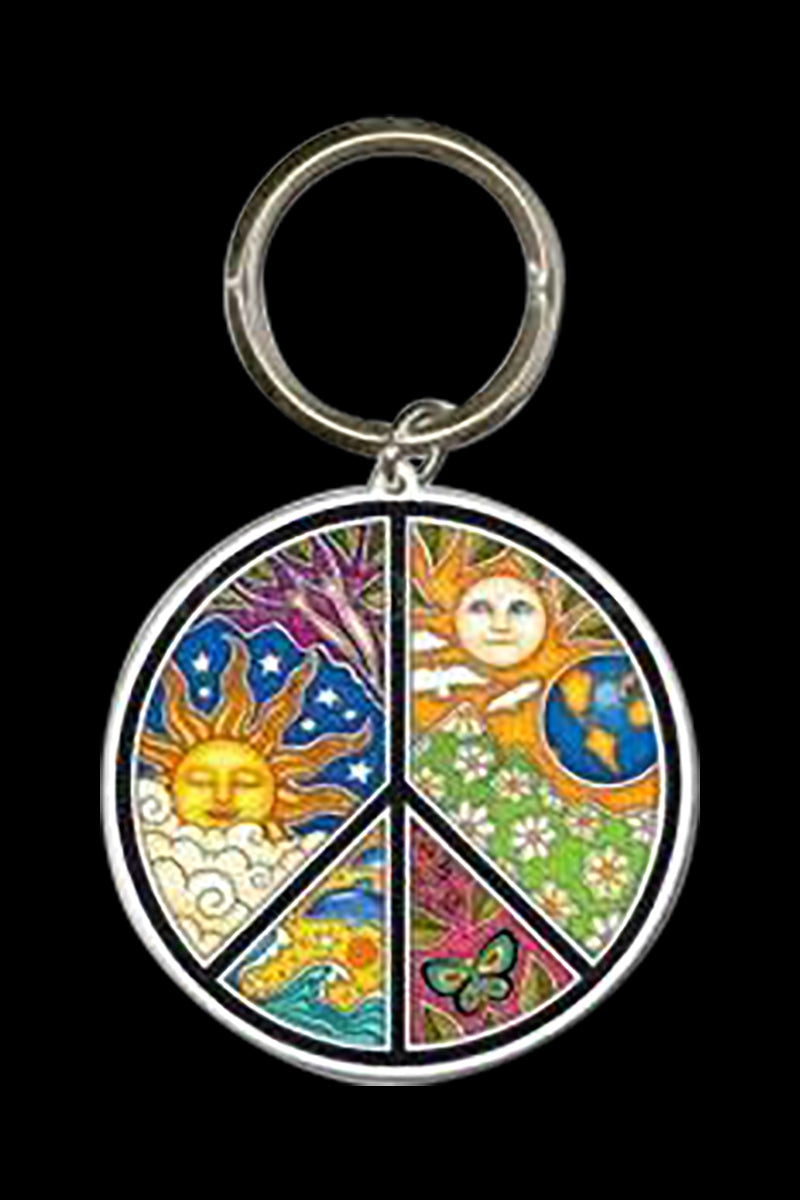 Round Dan Morris Peace Sign Metal Keychain | Swags