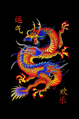 Asian Dragon Blacklight Poster | UV Reactive Artwork | Smoke Cartel