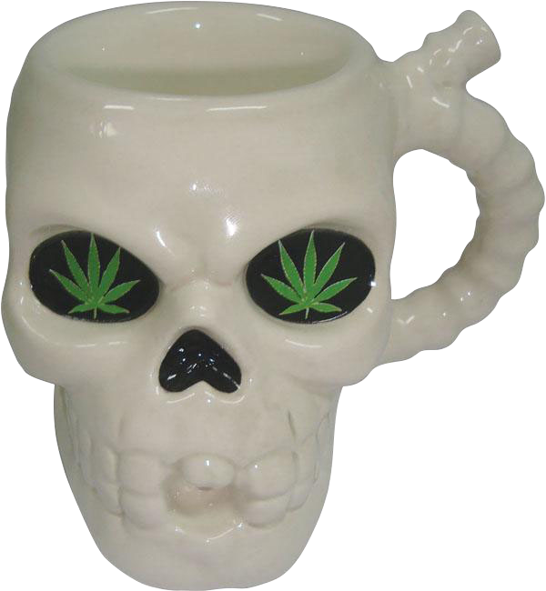 8oz. Ceramic Coffee Cup Shape Water Pipe Mug Skull