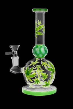Glass Bong For Smoking Plastic Blue Bong With Green Cannabis